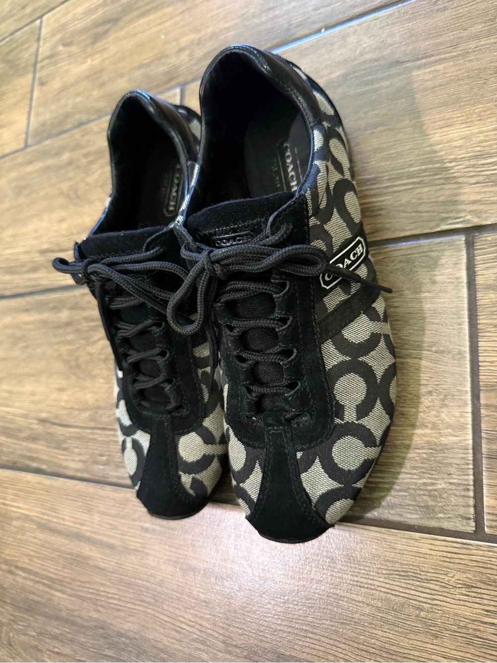 Coach Black Suede and Grey Canvas Sneaker Women Size 7